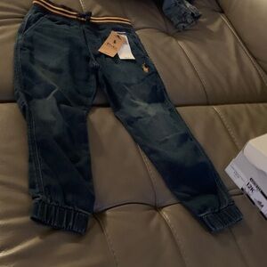 Polo by Ralph Lauren Kids' Dark Blue Joggers with Yellow Accents